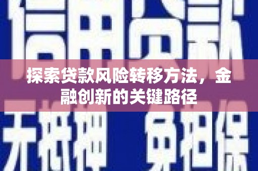 茶陵探索贷款风险转移方法，金融创新的关键路径