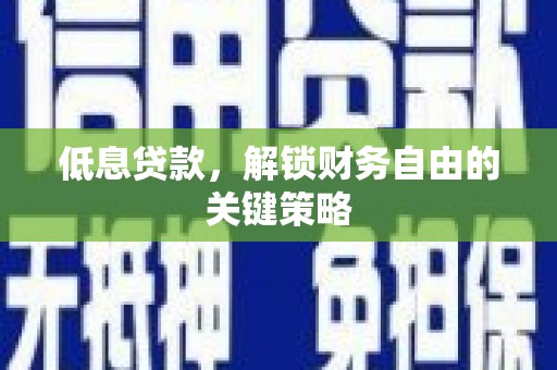 茶陵低息贷款，解锁财务自由的关键策略