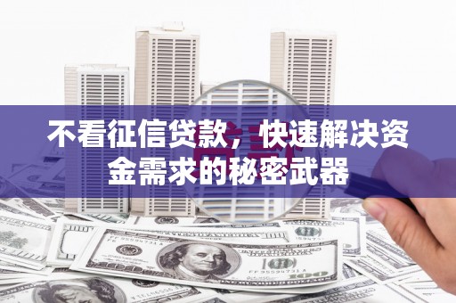 茶陵不看征信贷款，快速解决资金需求的秘密武器