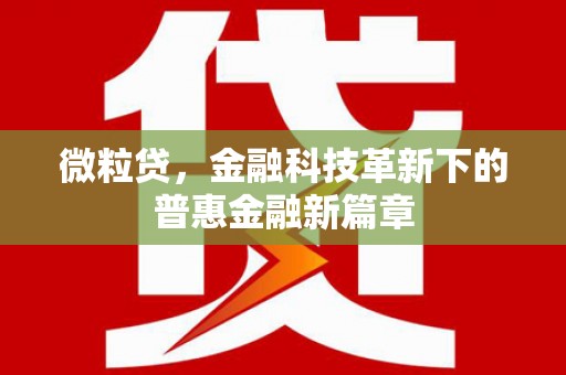 茶陵微粒贷，金融科技革新下的普惠金融新篇章