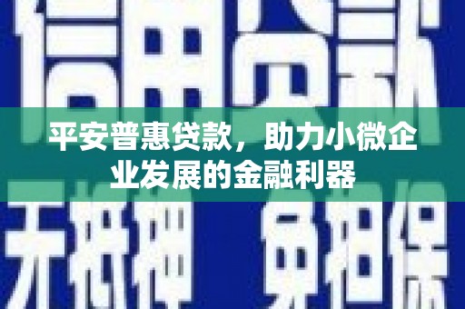 茶陵平安普惠贷款，助力小微企业发展的金融利器