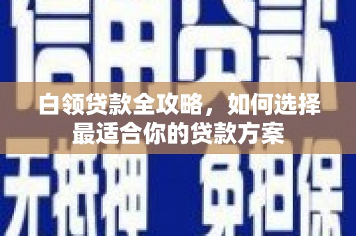 茶陵白领贷款全攻略，如何选择最适合你的贷款方案